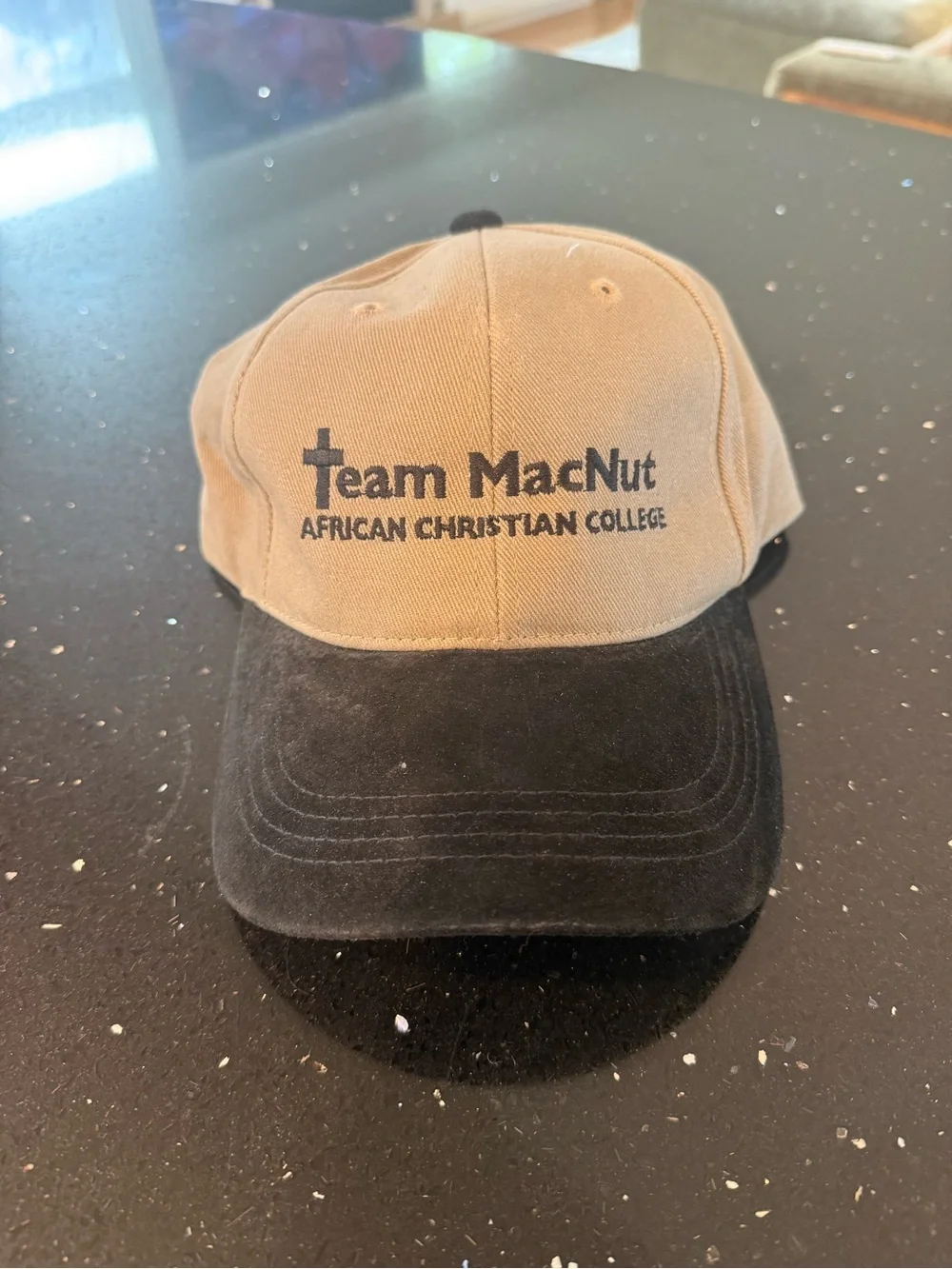Team MacNut African Christian College Two-Tone Baseball Cap - Tan/Black